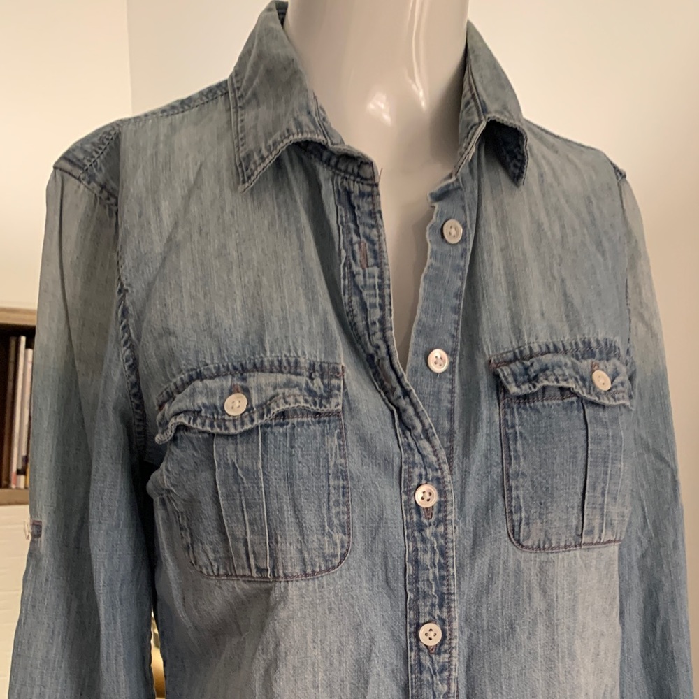 J. Crew Women's Denim Jean Shirt Pearl Snap